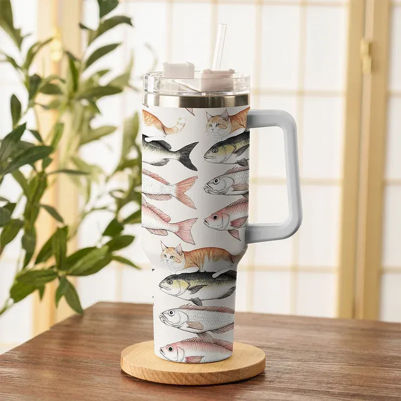 Tokyo-Tiger Funny Cat Riding On Fish 40oz Tumbler