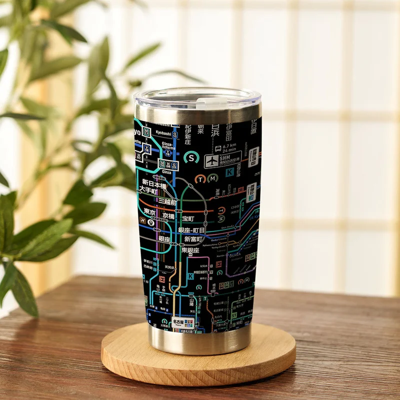 Tokyo-Tiger Tokyo Subway Map Black 20oz Tumbler