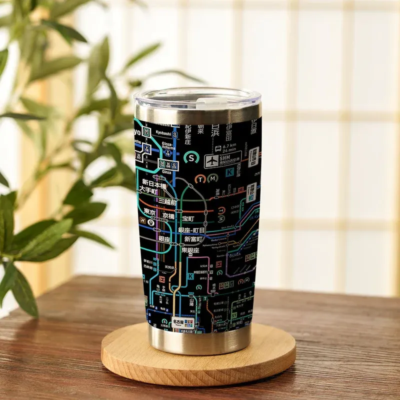 Tokyo-Tiger Tokyo Subway Map Black 20oz Tumbler