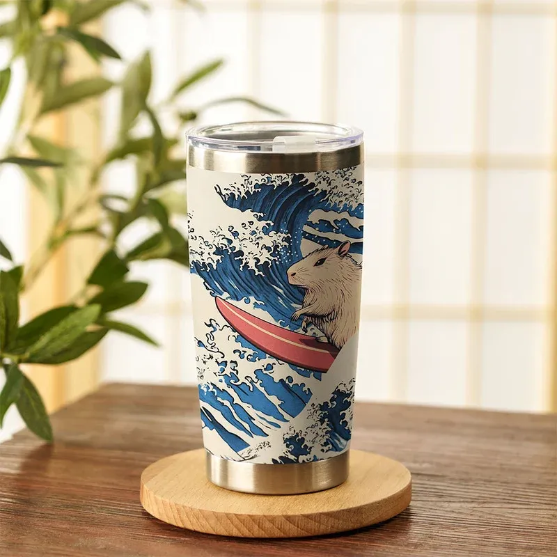 Tokyo-Tiger Capybara Surfing 20oz Tumbler