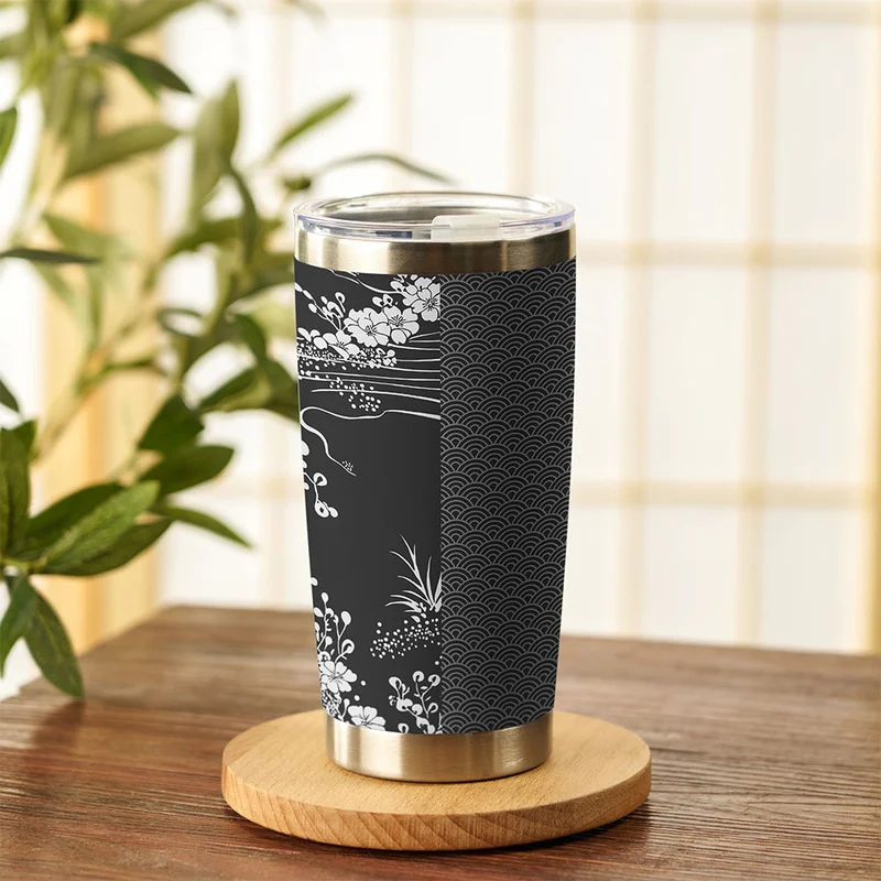 Tokyo-Tiger Flowing Waves And Sakura 20oz Tumbler