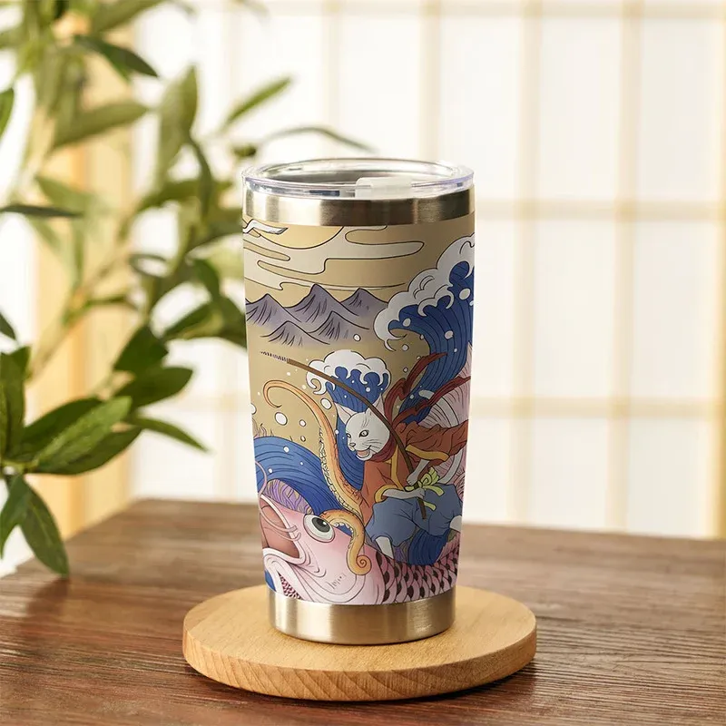 Tokyo-Tiger Japanese Cat Fishing 20oz Tumbler