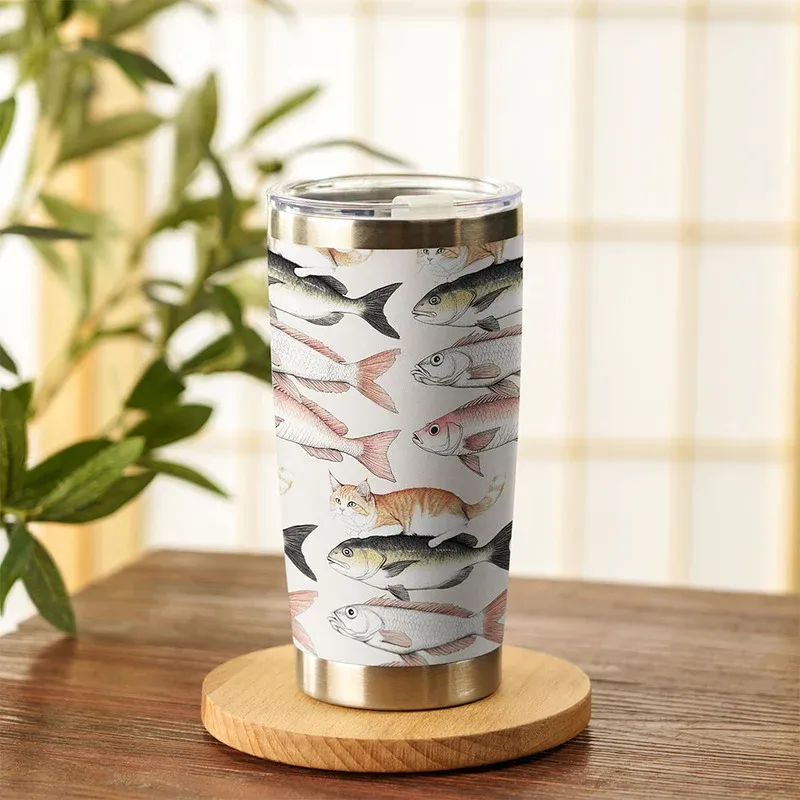 Tokyo-Tiger Funny Cat Riding On Fish 20oz Tumbler