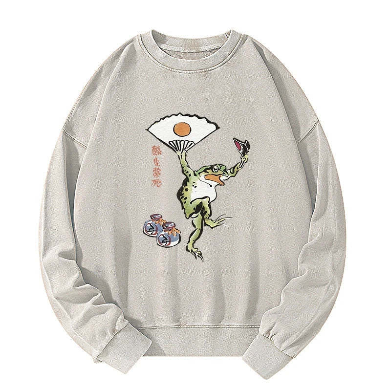 Tokyo-Tiger Dancing Frog Japanese Washed Sweatshirt Sale