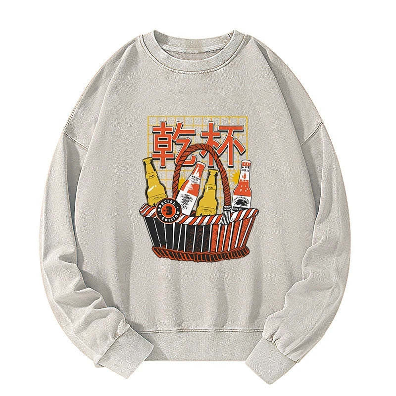 Tokyo-Tiger Have A Beer Together Washed Sweatshirt Sale