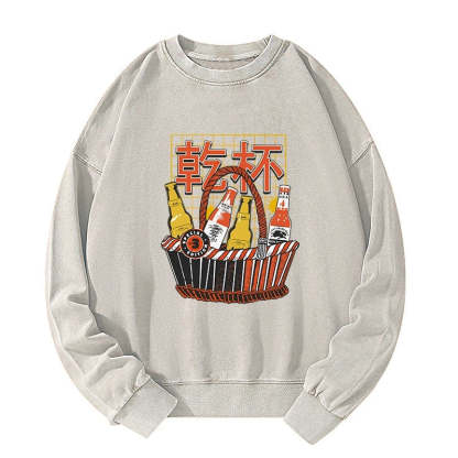 Tokyo-Tiger Have A Beer Together Washed Sweatshirt