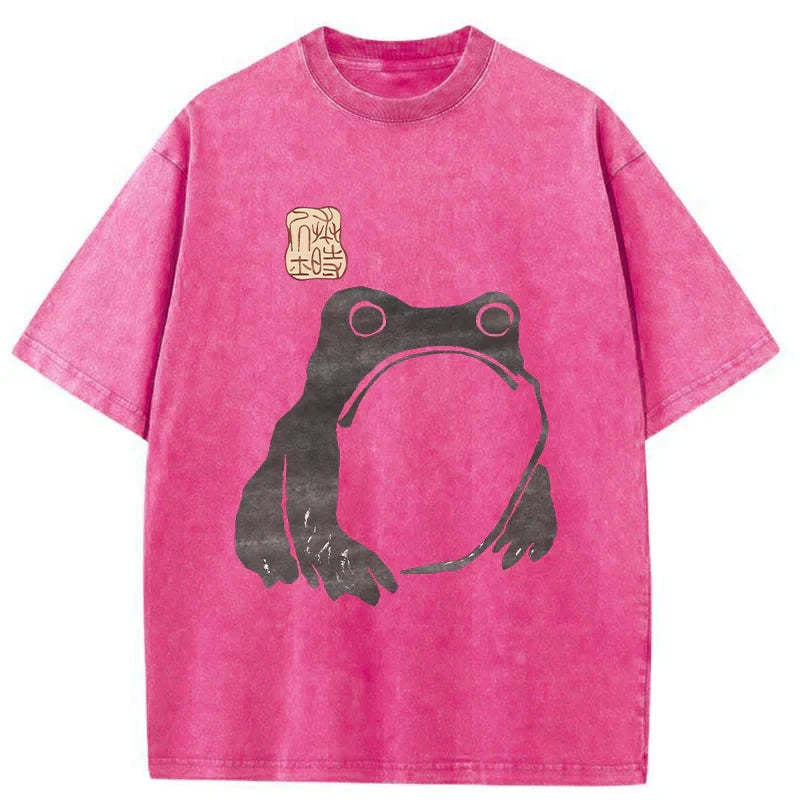 Tokyo-Tiger Matsumoto Hoji Woodblock Print Frog Washed T-Shirt