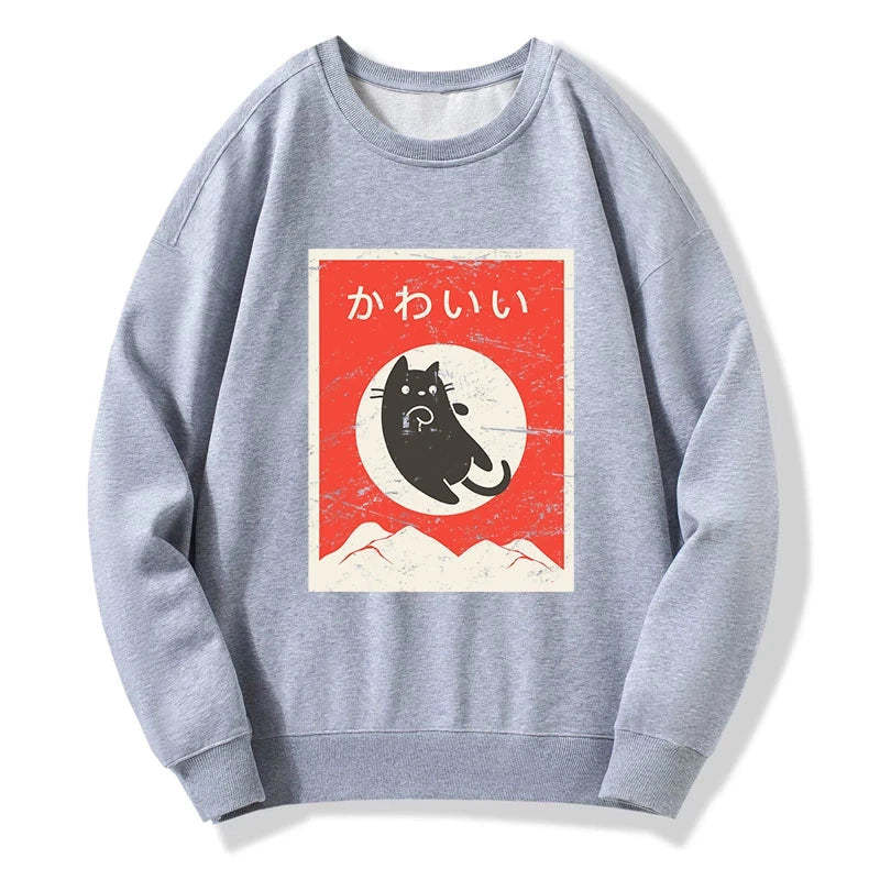 Tokyo-Tiger Cute Black Cat Japanese Sweatshirt Sale
