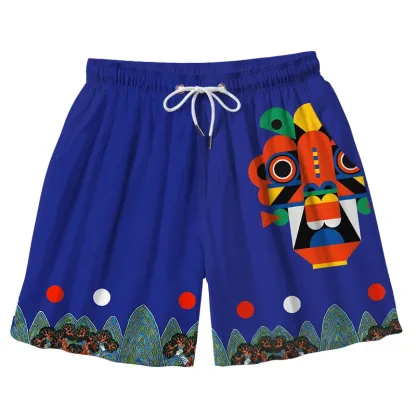 Tokyo-Tiger Abstract Art Mask Aloha Mens Swim Trunks