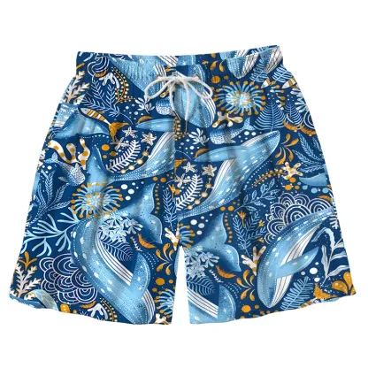 Tokyo-Tiger Whales In The Ocean Aloha Mens Swim Trunks