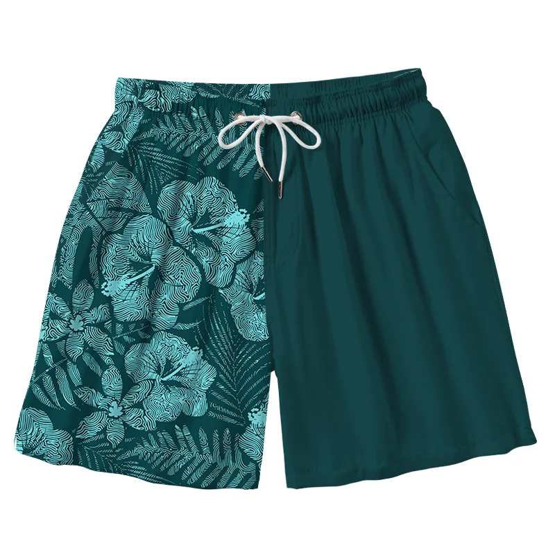 Tokyo-Tiger Tropical Ripple Flowers Aloha Mens Swim Trunks