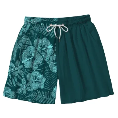 Tokyo-Tiger Tropical Ripple Flowers Aloha Mens Swim Trunks