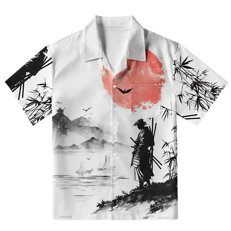 Tokyo-Tiger Samurai At Sunset Aloha Hawaiian Shirt