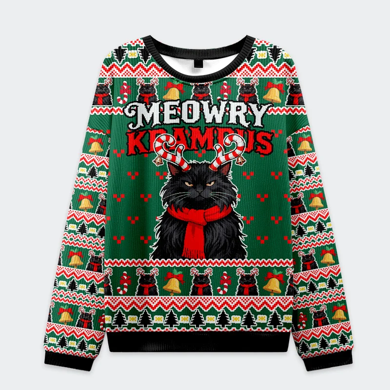 Tokyo-Tiger Krampus Black Cat Christmas Ugly Sweatshirt