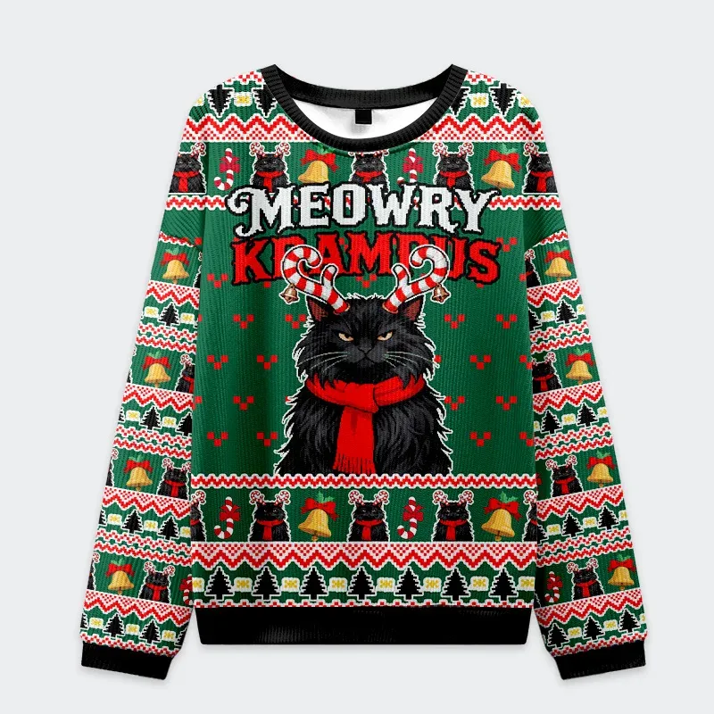 Tokyo-Tiger Krampus Black Cat Christmas Ugly Sweatshirt