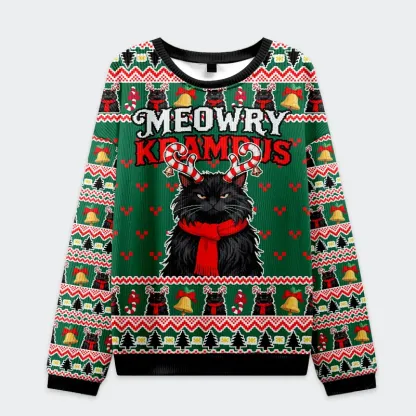 Tokyo-Tiger Krampus Black Cat Christmas Ugly Sweatshirt