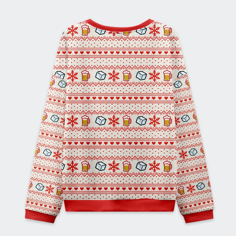 Tokyo-Tiger Snowman Drinking Beer Christmas Ugly Sweatshirt