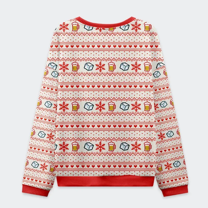 Tokyo-Tiger Snowman Drinking Beer Christmas Ugly Sweatshirt