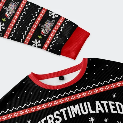 Tokyo-Tiger Raccoon Tangled In LED Strip Light Christmas Ugly Sweatshirt