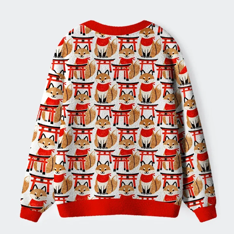 Tokyo-Tiger Fox And Torii Ugly Cardigan Sweater