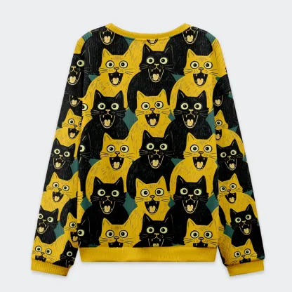 Tokyo-Tiger Yellow Cat And Black Cat Christmas Ugly Sweatshirt