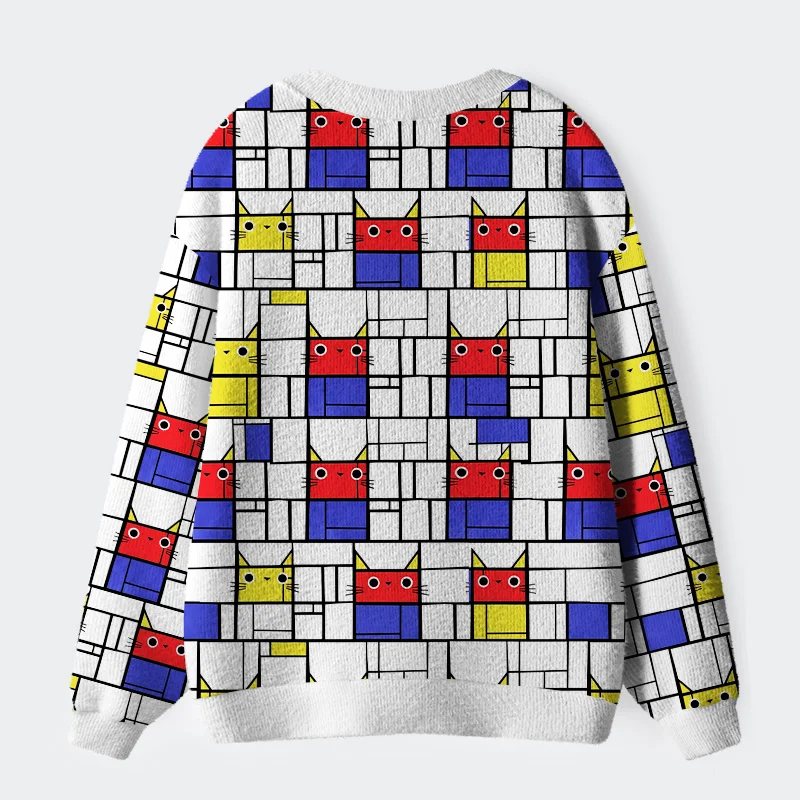 Tokyo-Tiger Abstract Cat Ugly Cardigan Sweater