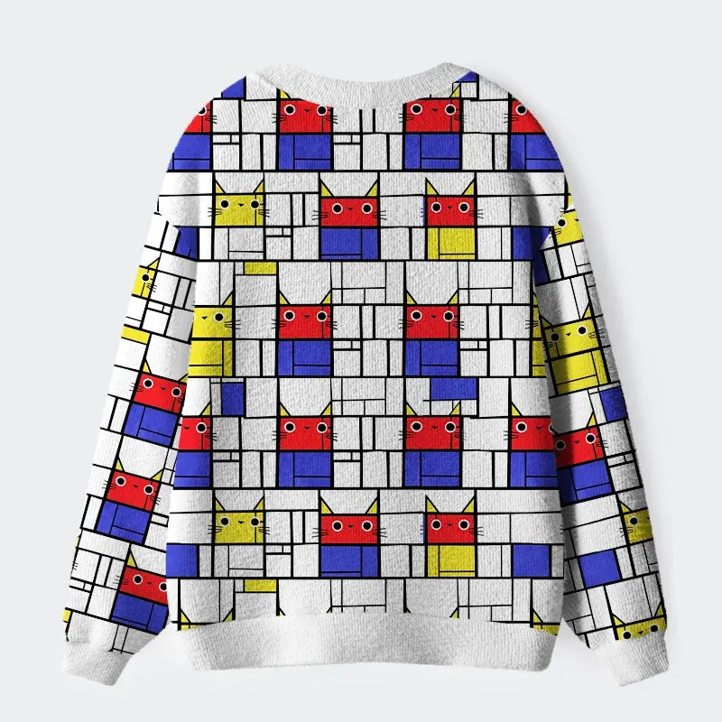 Tokyo-Tiger Abstract Cat Ugly Cardigan Sweater