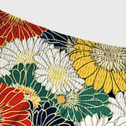 Tokyo-Tiger Colorful Chrysanthemums Maxi Skirt