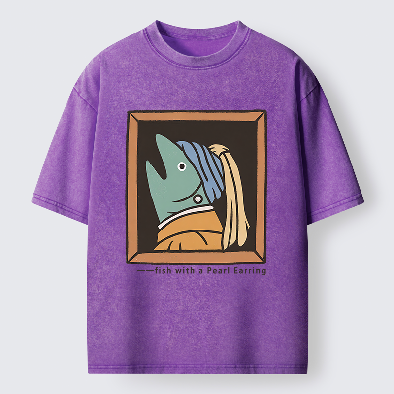 Tokyo-Tiger Fish With A Pearl Earring Washed T-Shirt