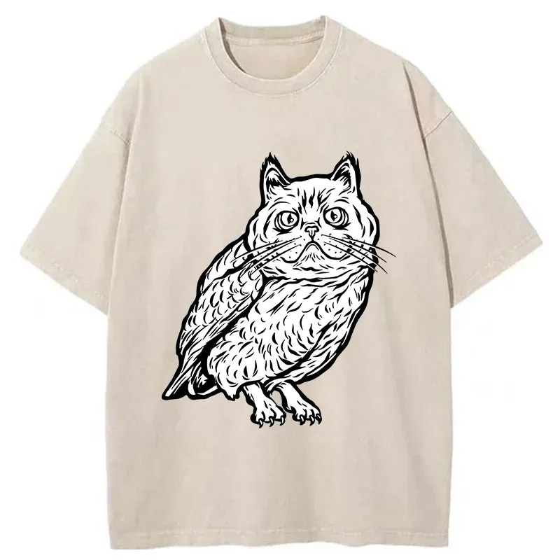 Tokyo-Tiger Cute Japanese Owl Washed T-Shirt