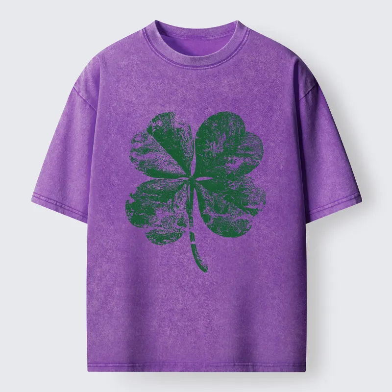 Tokyo-Tiger Lucky Four-leaf Clover Of St. Patrick's Day Washed T-Shirt