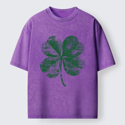 Tokyo-Tiger Lucky Four-leaf Clover Of St. Patrick's Day Washed T-Shirt
