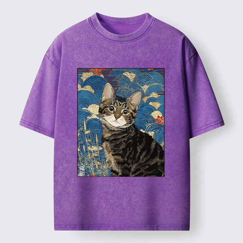 Tokyo-Tiger Elegant Kitten Washed T-Shirt