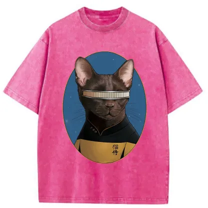 Tokyo-Tiger Star Cat Waiter Washed T-Shirt
