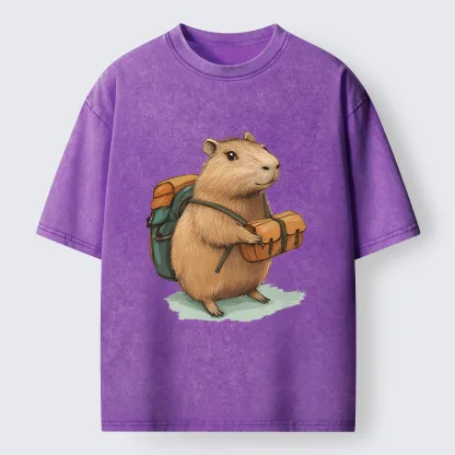 Tokyo-Tiger Traveling Capybara Washed T-Shirt