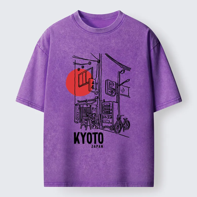 Tokyo-Tiger Kyoto Travel Street Washed T-Shirt