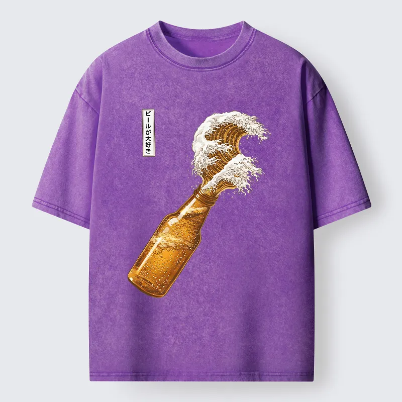 Tokyo-Tiger Beer Wave Washed T-Shirt