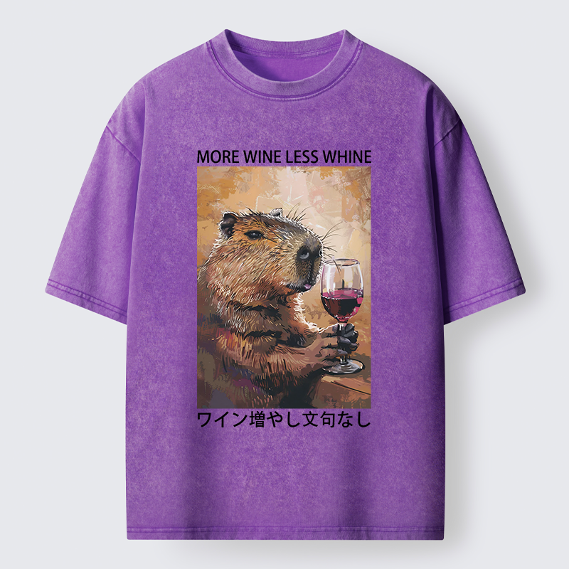 Tokyo-Tiger More Wine Less Whine Washed T-Shirt