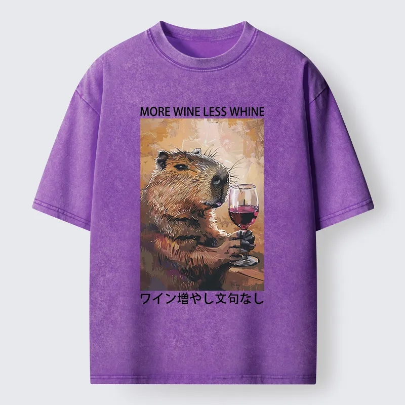 Tokyo-Tiger More Wine Less Whine Washed T-Shirt
