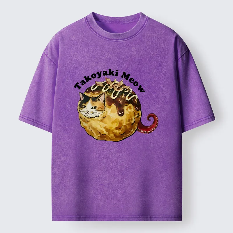 Tokyo-Tiger Takoyaki Meow Washed T-Shirt