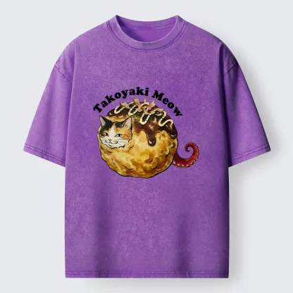 Tokyo-Tiger Takoyaki Meow Washed T-Shirt