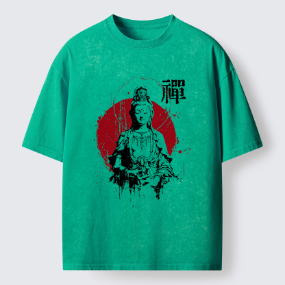 Tokyo-Tiger Zen Guanyin Washed T-Shirt