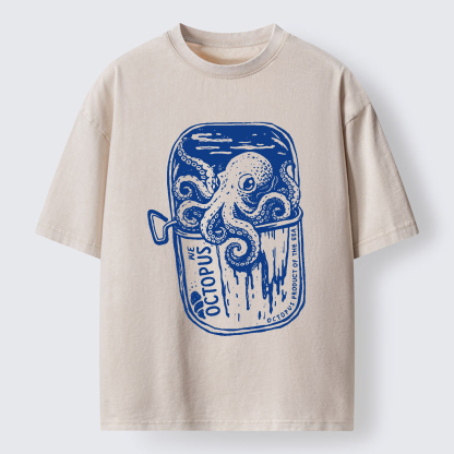 Tokyo-Tiger Canned Octopus Washed T-Shirt