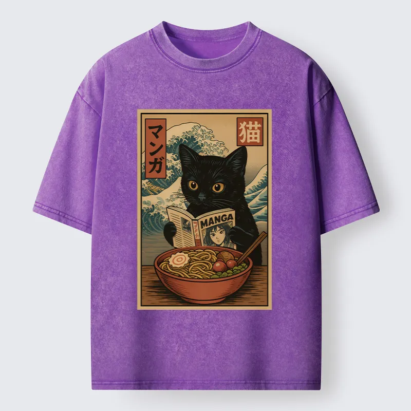 Tokyo-Tiger Cat's Japanese Life Washed T-Shirt