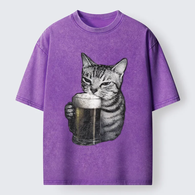Tokyo-Tiger Cheers With The Cat Washed T-Shirt