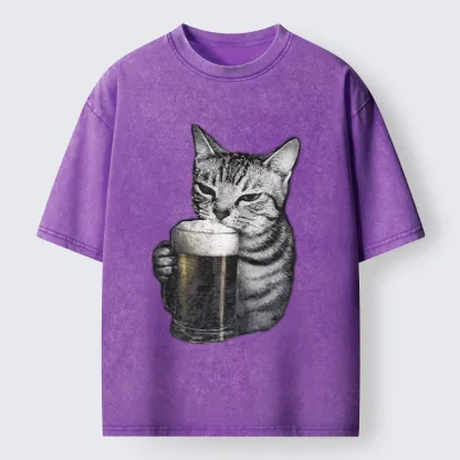Tokyo-Tiger Cheers With The Cat Washed T-Shirt