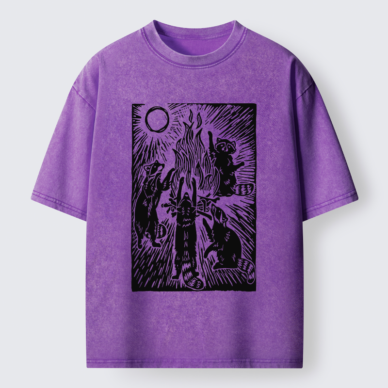 Tokyo-Tiger Raccoons And Campfires Washed T-Shirt