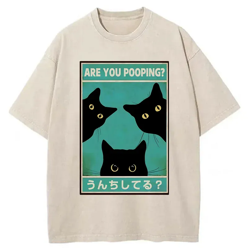 Tokyo-Tiger Cats Watching You Poop Washed T-Shirt