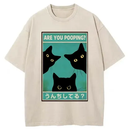 Tokyo-Tiger Cats Watching You Poop Washed T-Shirt