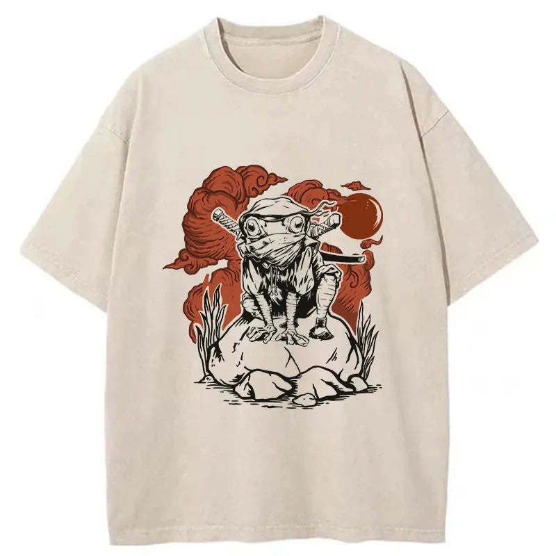 Tokyo-Tiger Ninja Frog Japanese Washed T-Shirt Sale